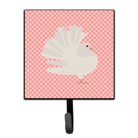 Carolines Treasures Silver Fantail Pigeon Pink Check Leash or Key Holder BB7950SH4